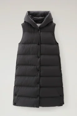 Gilet>Woolrich Gilet Ellis Imbottito Lungo In Microfibra Black