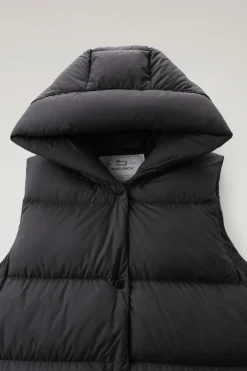 Gilet>Woolrich Gilet Ellis Imbottito Lungo In Microfibra Black