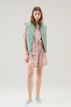 Gilet>Woolrich Gilet In Microfibra Con Trapuntatura Chevron Sage