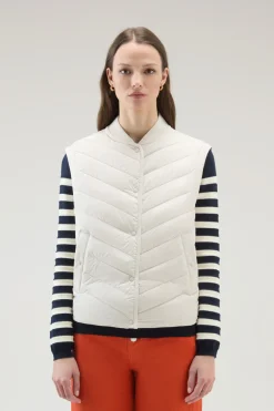 Gilet>Woolrich Gilet In Microfibra Con Trapuntatura Chevron Light Oak