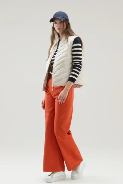 Gilet>Woolrich Gilet In Microfibra Con Trapuntatura Chevron Light Oak