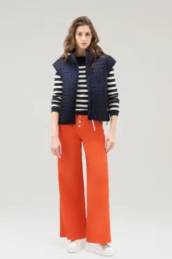 Gilet>Woolrich Gilet Trapuntato In Pertex Quantum Riciclato Con Cappuccio Melton Blue