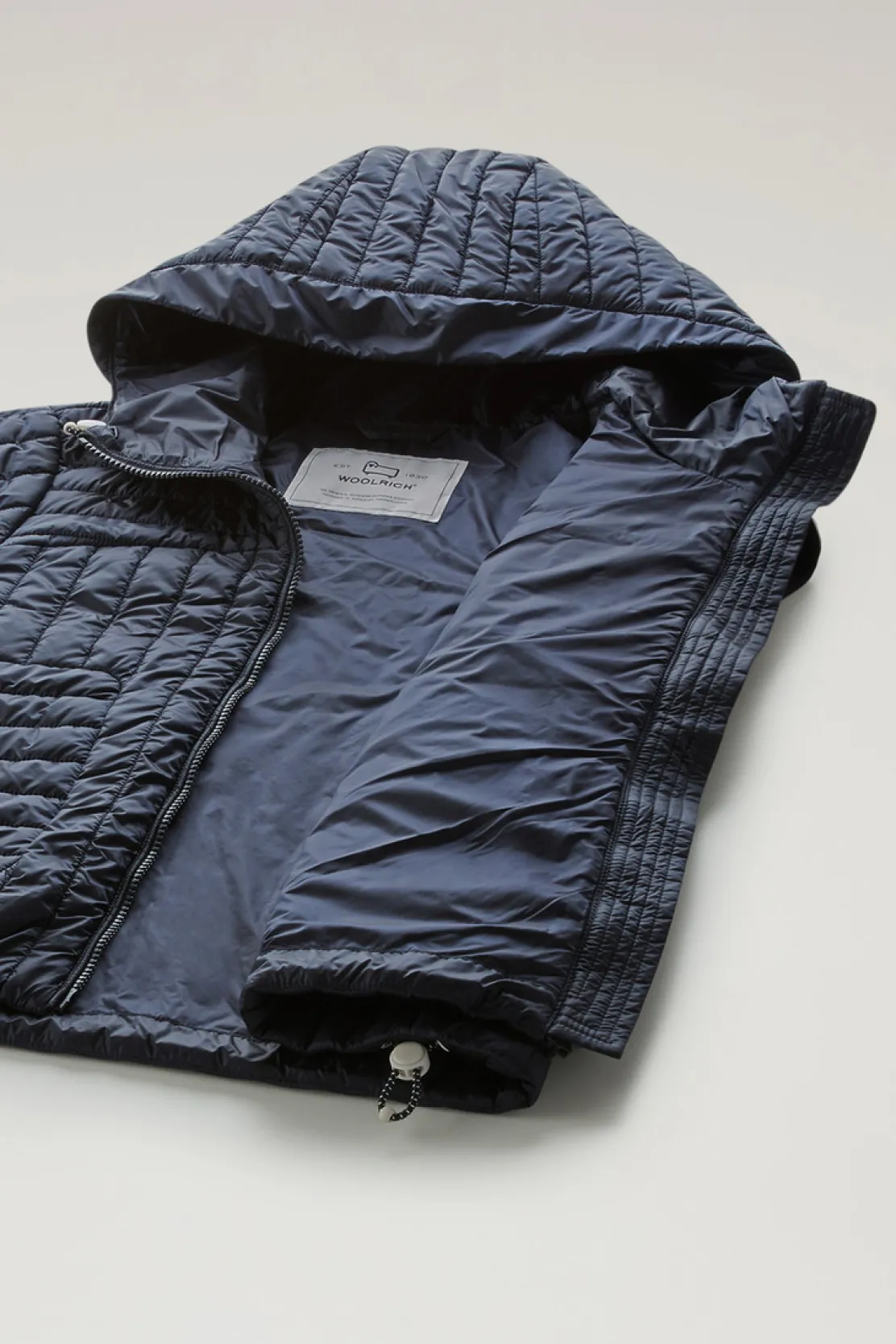 Gilet>Woolrich Gilet Trapuntato In Pertex Quantum Riciclato Con Cappuccio Melton Blue