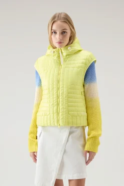 Gilet>Woolrich Gilet Trapuntato In Pertex Quantum Riciclato Con Cappuccio Sunny Lemon