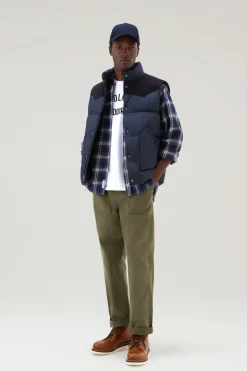 Gilet>Woolrich Gilet Western Trapuntato Melton Blue