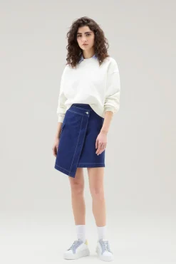 Vestiti e gonne>Woolrich Gonna Cargo A Portafoglio Tinta In Capo In Twill Di Cotone Twilight Blue