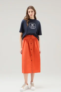 Vestiti e gonne>Woolrich Gonna Midi In Popeline Di Puro Cotone Koi