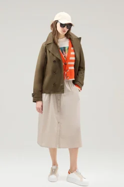 Vestiti e gonne>Woolrich Gonna Midi In Popeline Di Puro Cotone Light Oak