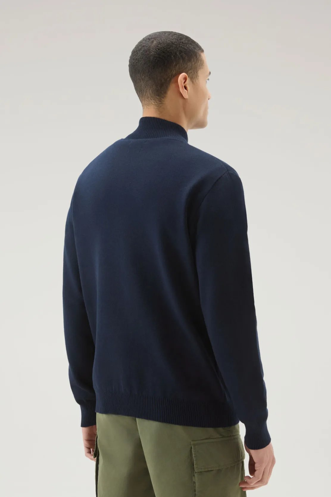 Maglieria>Woolrich Maglia A Collo Alto Con Mezza Zip Melton Blue