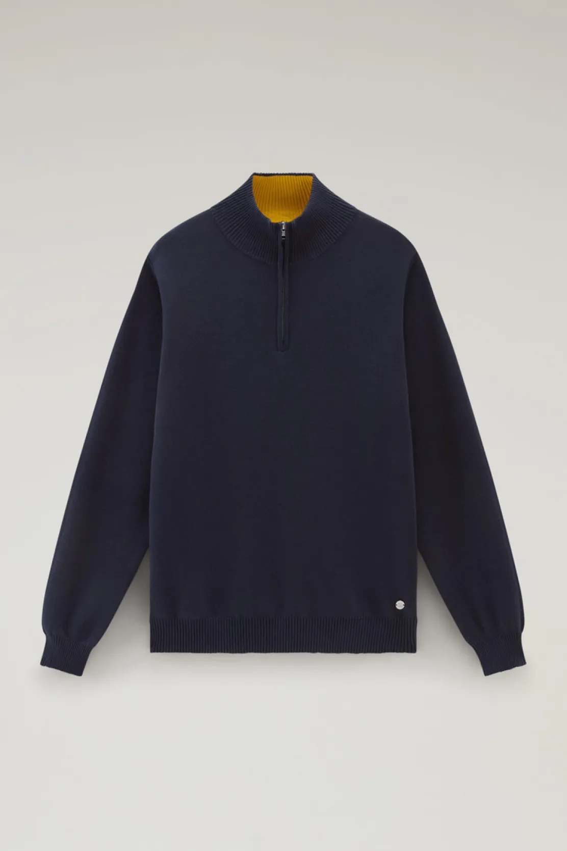 Maglieria>Woolrich Maglia A Collo Alto Con Mezza Zip Melton Blue
