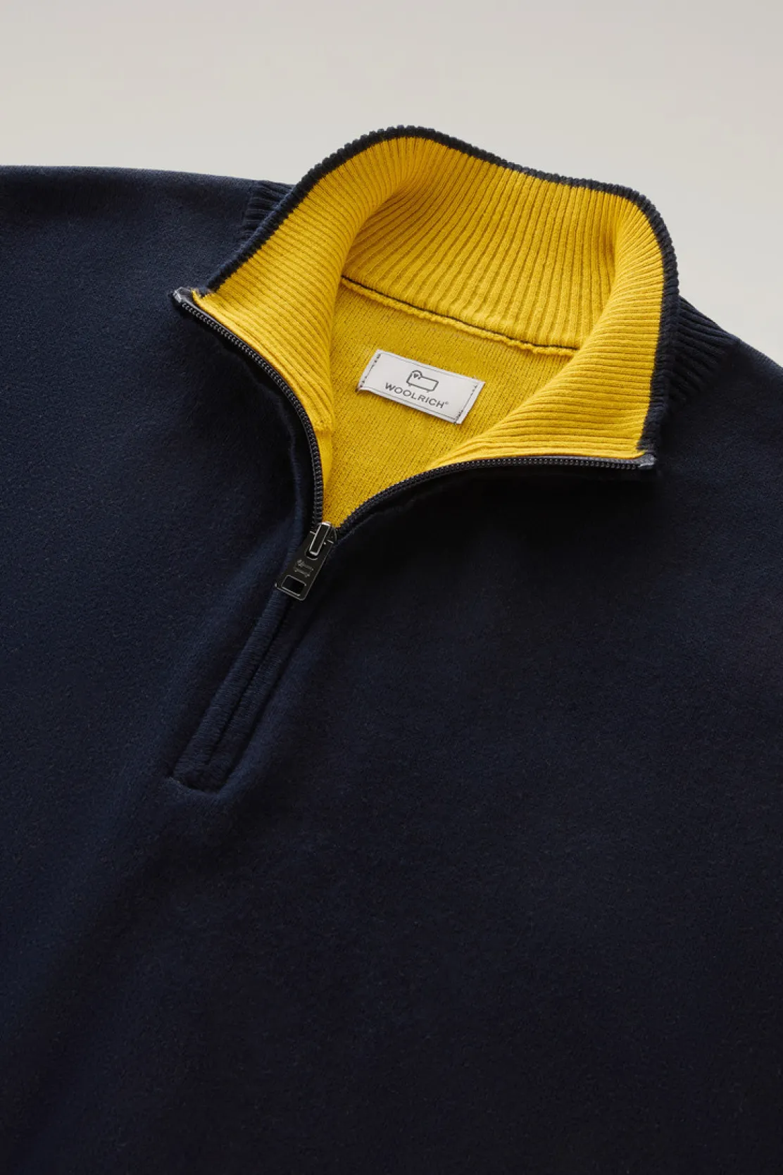 Maglieria>Woolrich Maglia A Collo Alto Con Mezza Zip Melton Blue