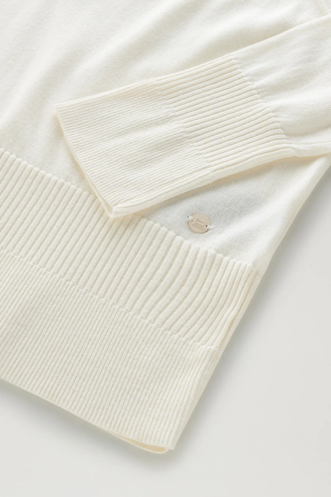 Maglieria>Woolrich Maglia Con Scollo A V In Cotone E Cashmere Plaster White
