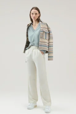 Maglieria>Woolrich Maglia Con Scollo A V In Cotone E Cashmere Sage
