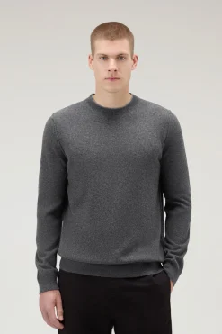Maglieria>Woolrich Maglia Girocollo In Misto Lana Merino Charcoal Melange