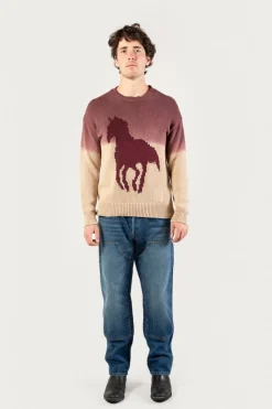 One Of These Days / Woolrich|Maglieria>Woolrich Maglia Girocollo In Misto Cotone Con Effetto Ombr&eacute; - One Of These Days / Sand