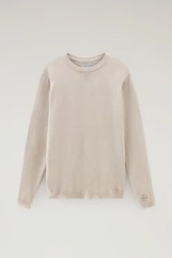 Maglieria>Woolrich Maglia Girocollo In Puro Cotone Beige Melange