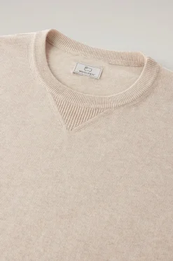 Maglieria>Woolrich Maglia Girocollo In Puro Cotone Beige Melange
