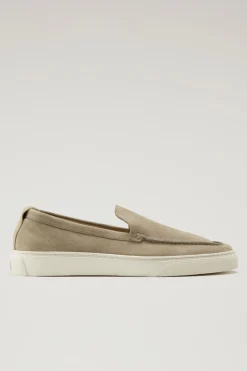 Scarpe da barca e sandali>Woolrich Mocassini In Pelle Scamosciata Beige