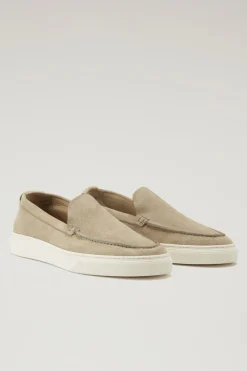Scarpe da barca e sandali>Woolrich Mocassini In Pelle Scamosciata Beige