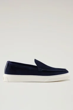 Scarpe da barca e sandali>Woolrich Mocassini In Pelle Scamosciata Blue