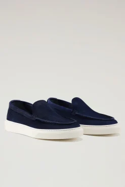 Scarpe da barca e sandali>Woolrich Mocassini In Pelle Scamosciata Blue