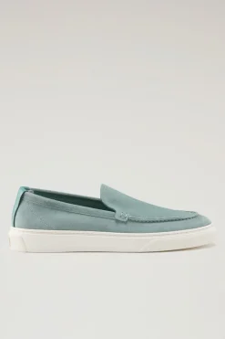 Scarpe da barca e sandali>Woolrich Mocassini In Pelle Scamosciata Green