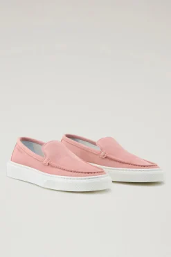 Scarpe da barca e sandali>Woolrich Mocassini Slip-on In Pelle Scamosciata Pink