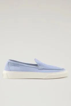 Scarpe da barca e sandali>Woolrich Mocassini Slip-on In Pelle Scamosciata Sky Blue