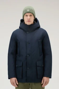 Impermeabili|Giacche>Woolrich Mountain Parka Impermeabile In GORE-TEX Con Cappuccio Melton Blue
