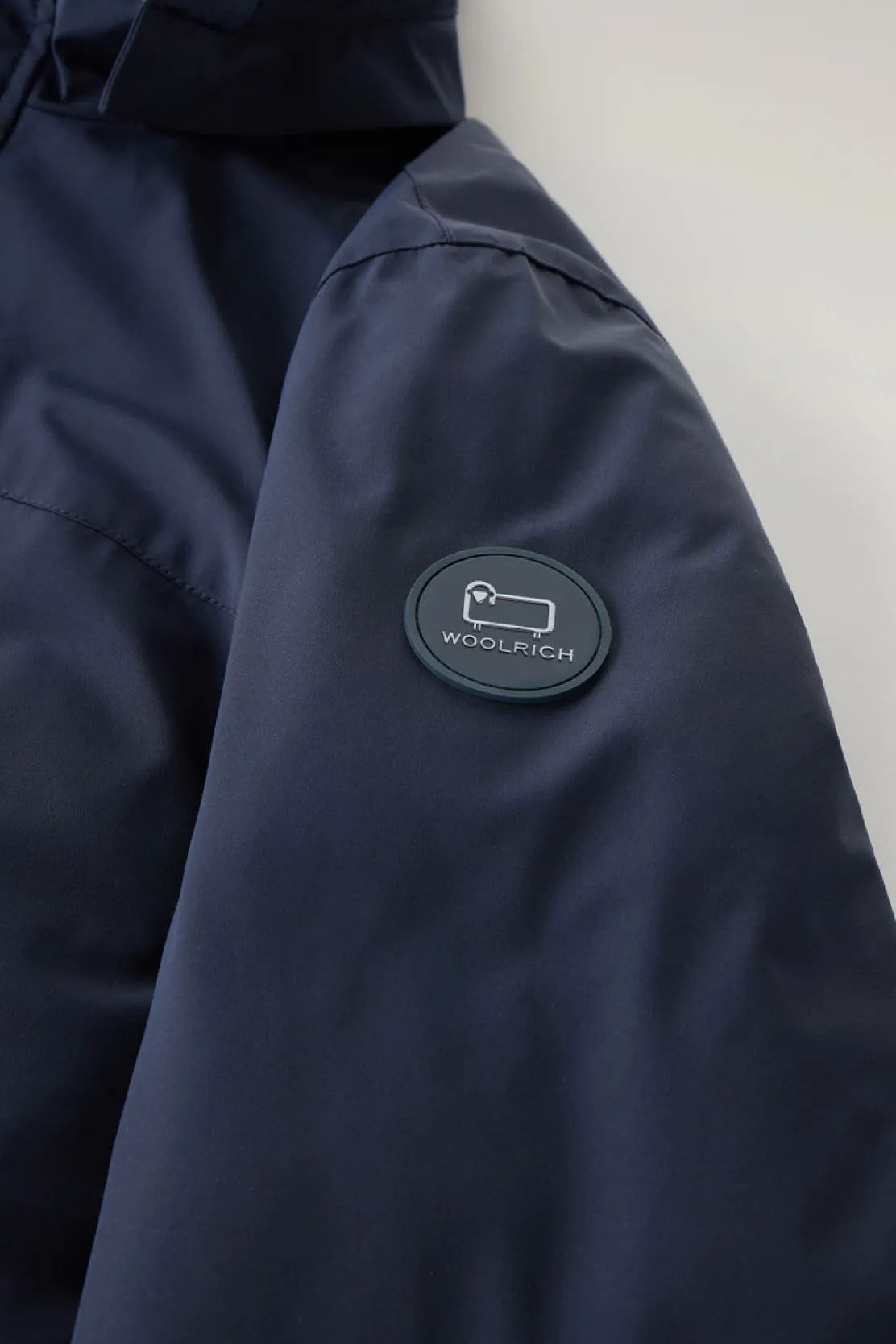 Impermeabili|Parka>Woolrich Mountain Parka In Nylon Elasticizzato Melton Blue