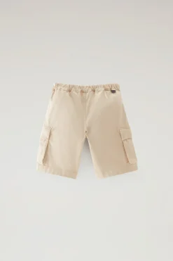 Abbigliamento>Woolrich Pantaloncini Cargo Da Bambino Tinti In Capo In Cotone Elasticizzato Beach Sand
