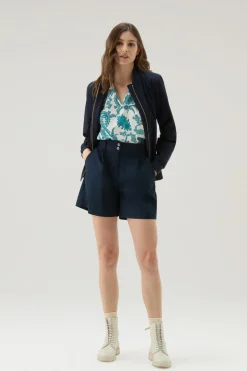 Pantaloni e pantaloncini>Woolrich Pantaloncini In Popeline Di Puro Cotone Melton Blue