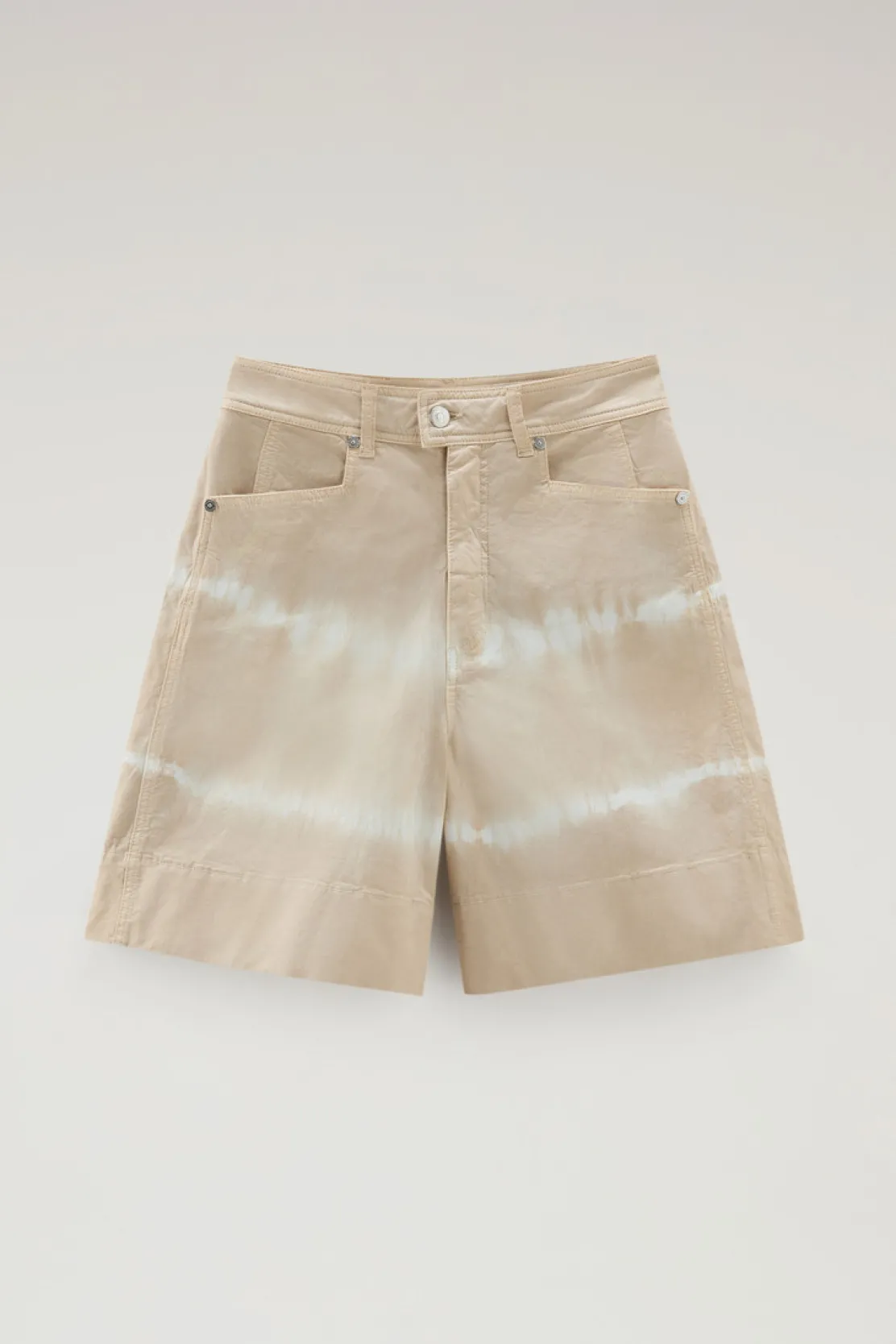 Pantaloni e pantaloncini>Woolrich Pantaloncini In Twill Di Cotone Elasticizzato Tinti In Capo Light Oak