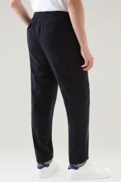 Pantaloni e pantaloncini>Woolrich Pantaloni Chino In Fresco Lana Vergine Italiana Melton Blue