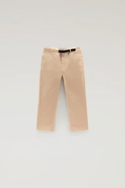 Abbigliamento>Woolrich Pantaloni Da Bambino Tinti In Capo In Cotone Elasticizzato Beach Sand