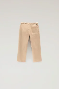 Abbigliamento>Woolrich Pantaloni Da Bambino Tinti In Capo In Cotone Elasticizzato Beach Sand