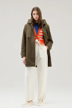 Pantaloni e pantaloncini>Woolrich Pantaloni In Misto Lino Con Cintura In Tessuto Plaster White
