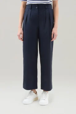 Pantaloni e pantaloncini>Woolrich Pantaloni In Popeline Di Puro Cotone Melton Blue