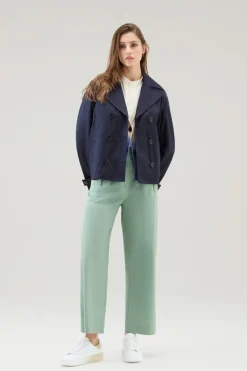 Pantaloni e pantaloncini>Woolrich Pantaloni In Popeline Di Puro Cotone Sage