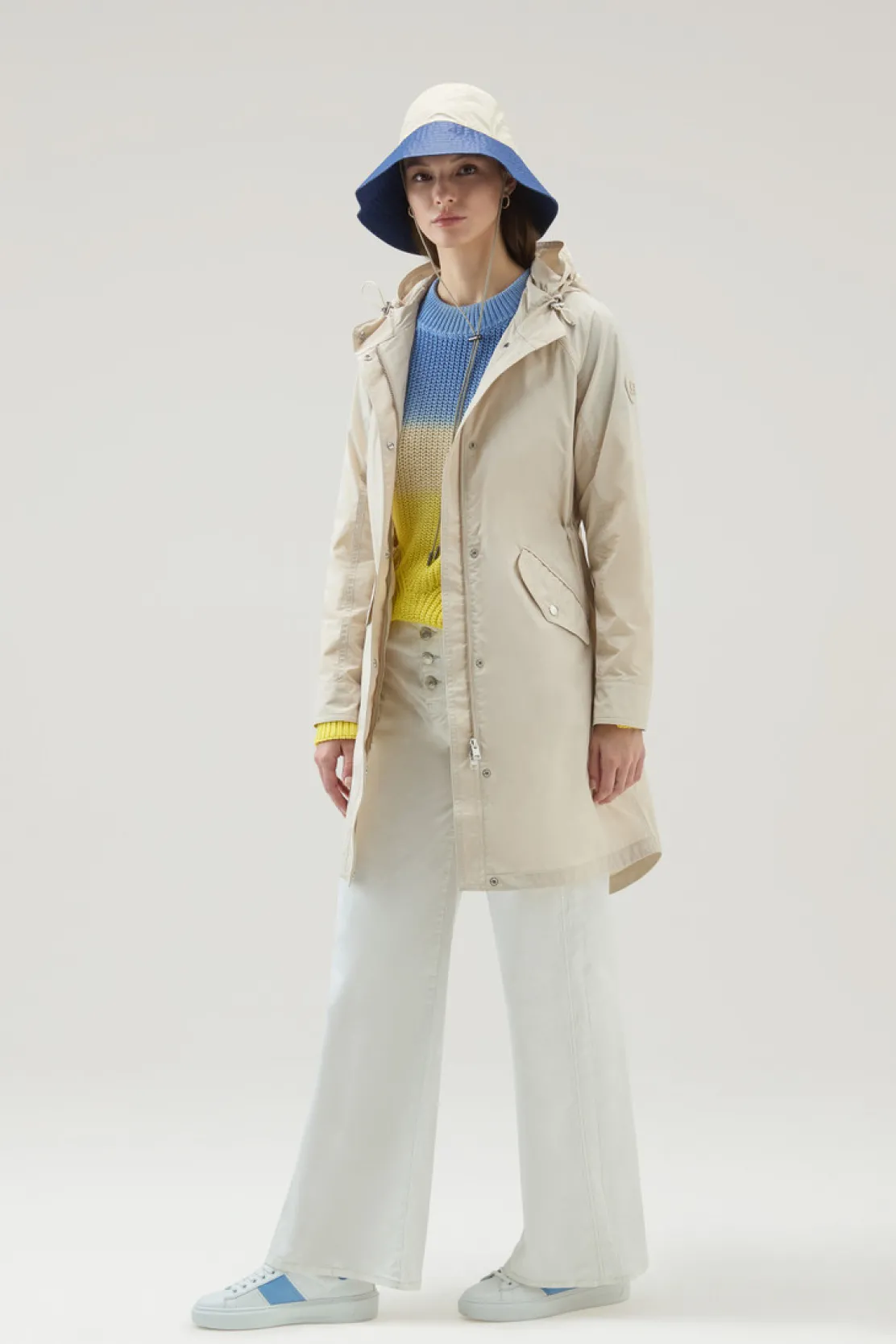 Parka>Woolrich Parka Estivo Lungo In Tessuto Urban Touch Con Cappuccio Light Oak