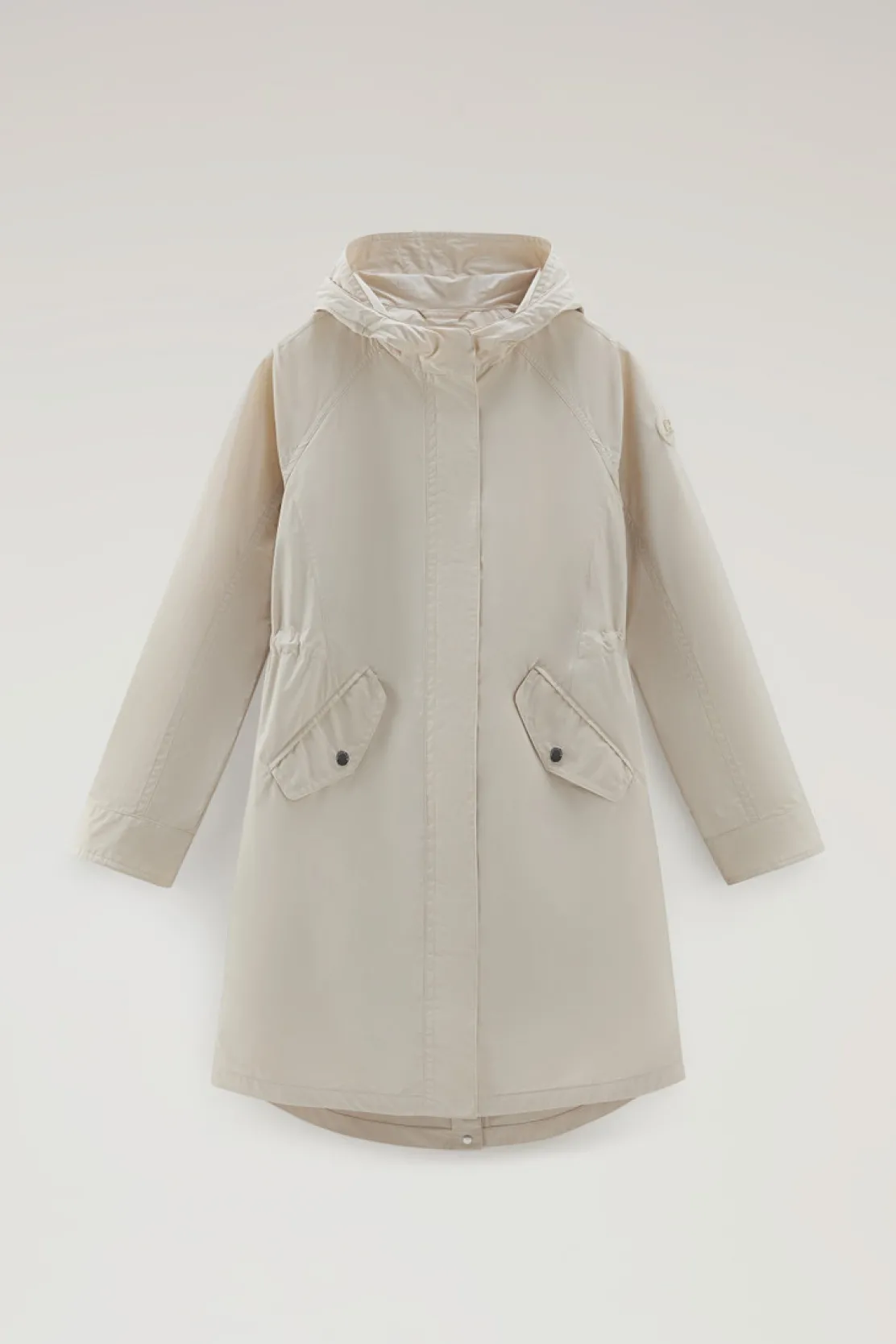 Parka>Woolrich Parka Estivo Lungo In Tessuto Urban Touch Con Cappuccio Light Oak