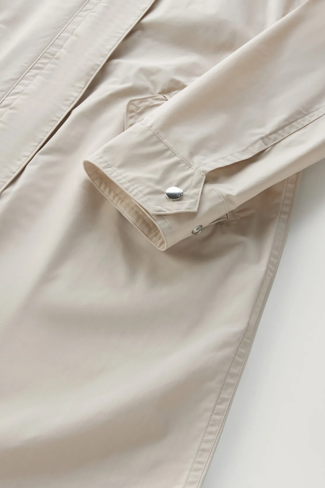 Parka>Woolrich Parka Estivo Lungo In Tessuto Urban Touch Con Cappuccio Light Oak