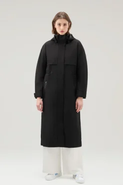 Impermeabili|Parka>Woolrich Parka Impermeabile In Tessuto Light Stretch Con Cappuccio Staccabile Black