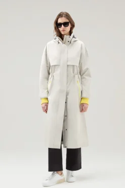 Impermeabili|Parka>Woolrich Parka Impermeabile In Tessuto Light Stretch Con Cappuccio Staccabile Light Oak