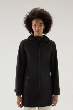 Impermeabili|Parka>Woolrich Parka Leggero Leavitt Impermeabile Con Cappuccio Black