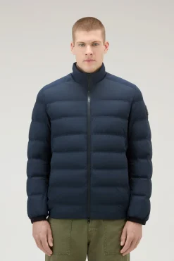Piumini|Giacche>Woolrich Piumino Bering In Nylon Elasticizzato Melton Blue