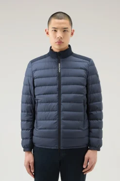 Piumini leggeri>Woolrich Piumino Ibrido Leggero Bering Tech In Microfibra Melton Blue