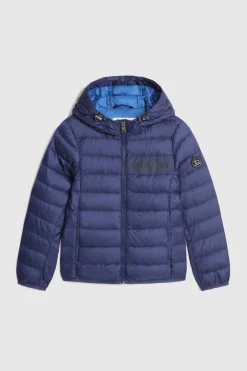 Giacche>Woolrich Piumino Sundance Da Bambino Con Cappuccio Melton Blue