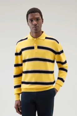 Maglieria>Woolrich Polo In Maglia A Maniche Lunghe Light Golden Glow Stripe