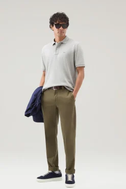 Polo>Woolrich Polo In Piquet Di Puro Cotone Light Grey Melange